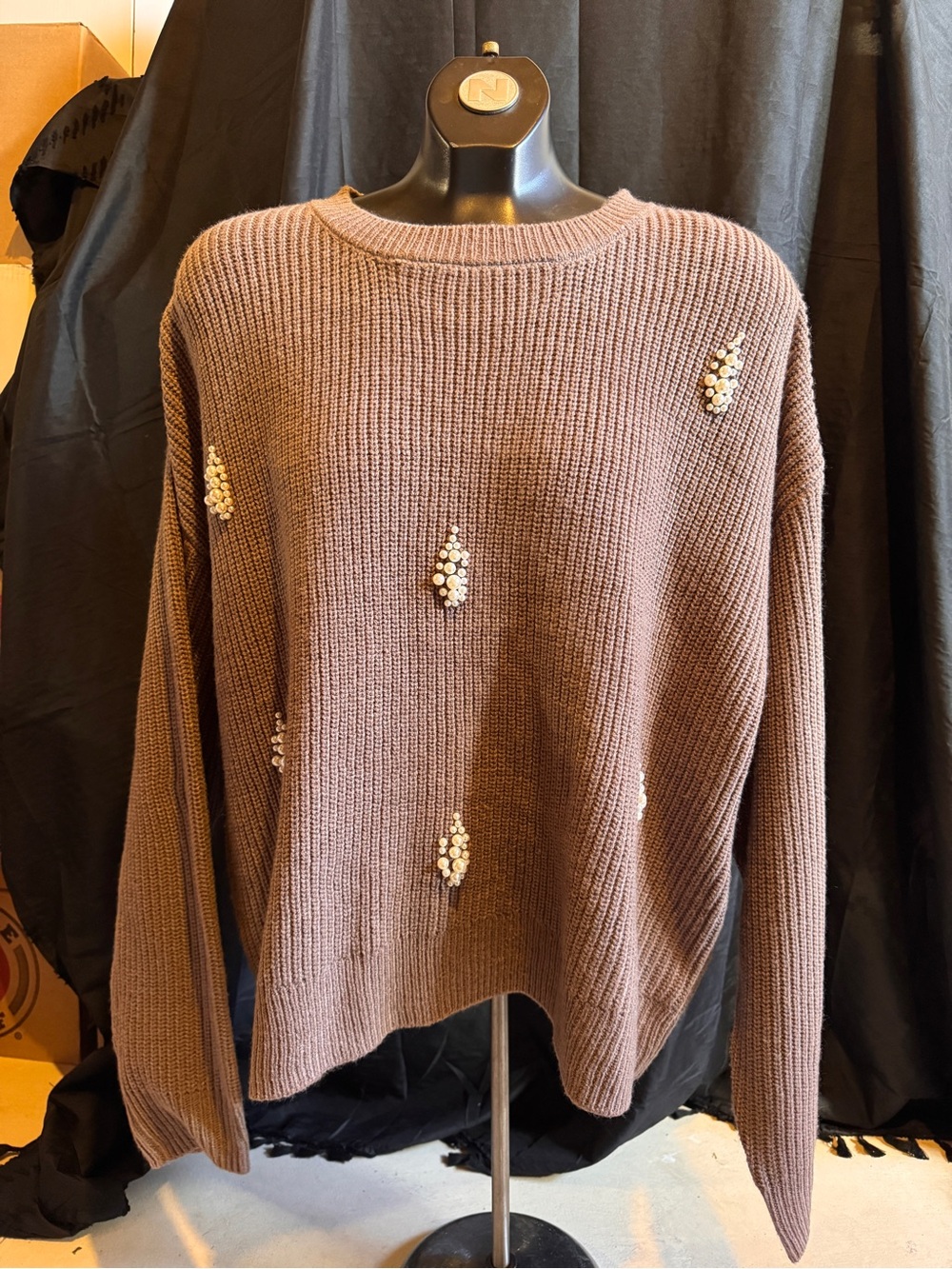 Sweater with pearl accents